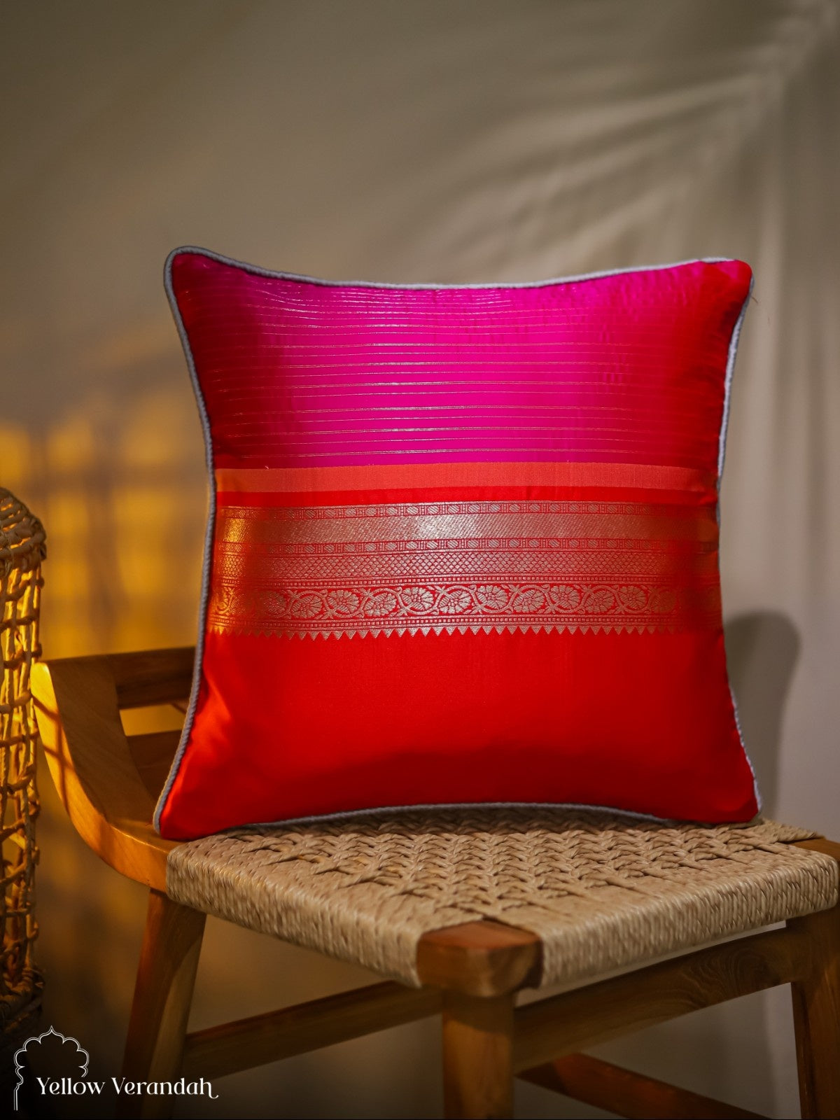 Kanchipuram Silk Cushion Cover - 16"x16"