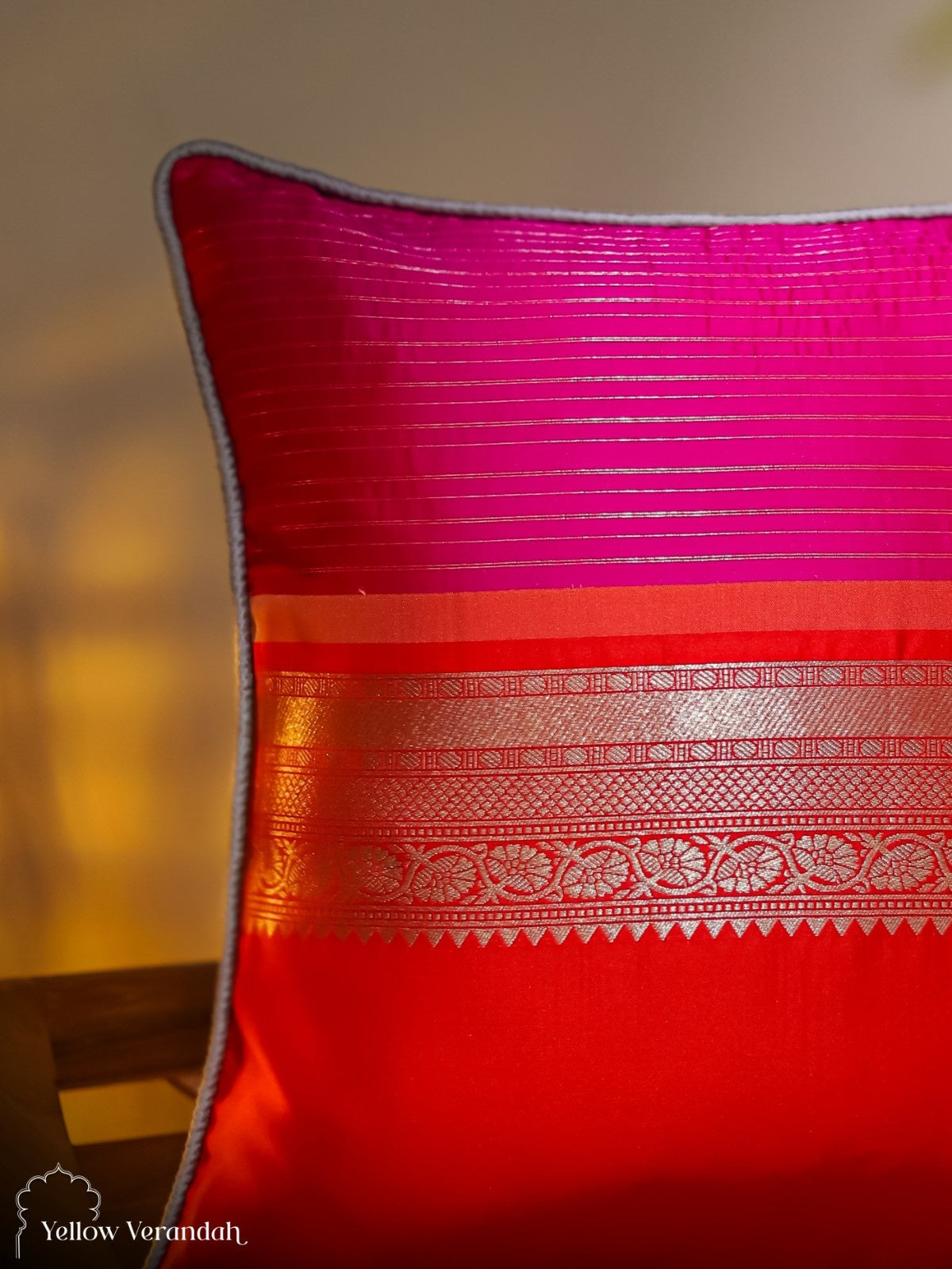 Kanchipuram Silk Cushion Cover - 16"x16"