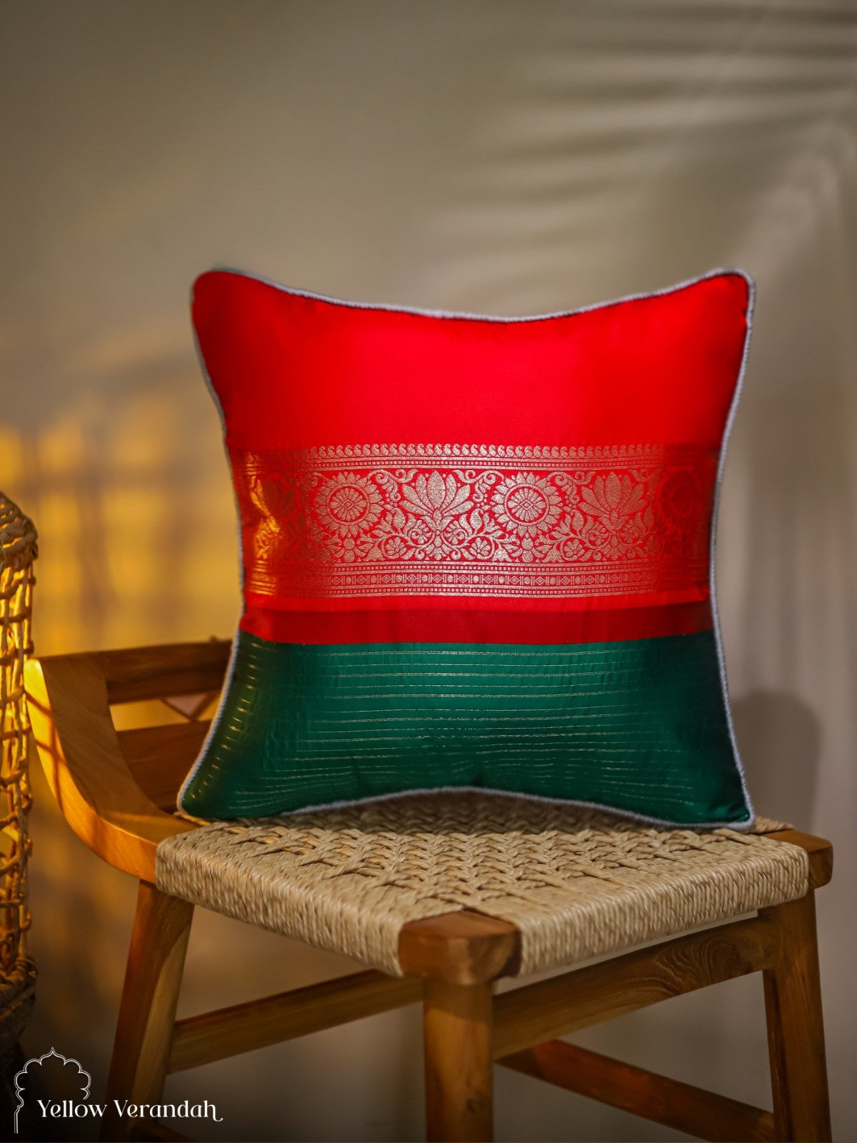 Kanchipuram Silk Cushion Cover - 16"x16"