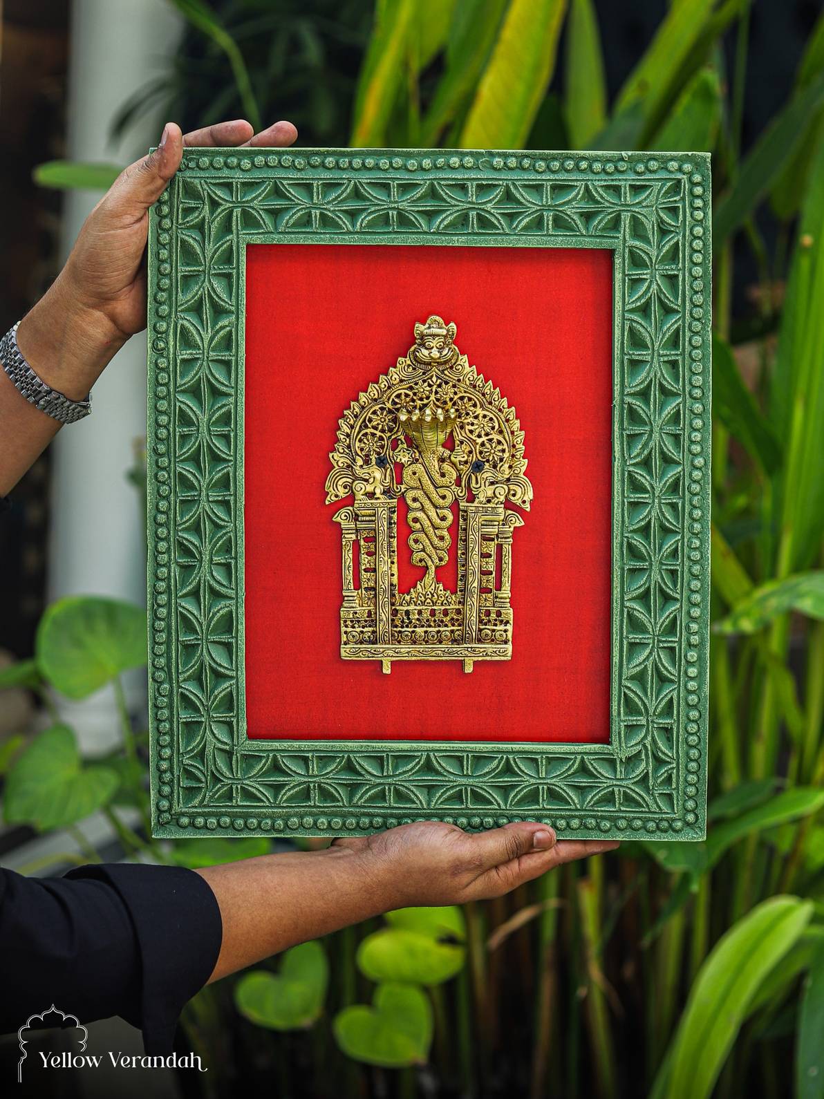 Brass Prabhavali On Wooden Wall Frame