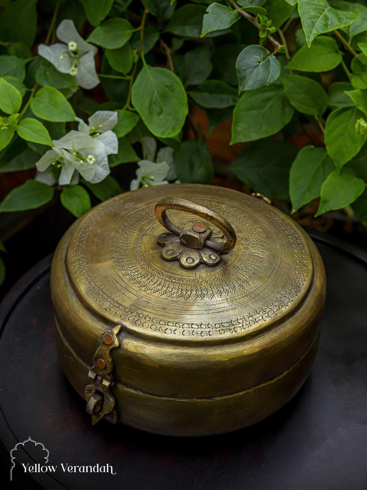 Vintage Brass Chapati Box - Dia 7"
