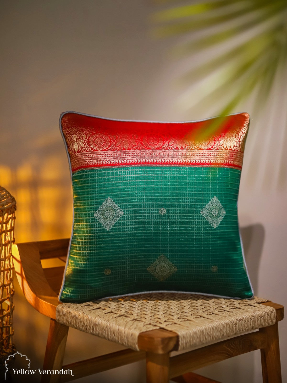 Kanchipuram Silk Cushion Cover - 16"x16"