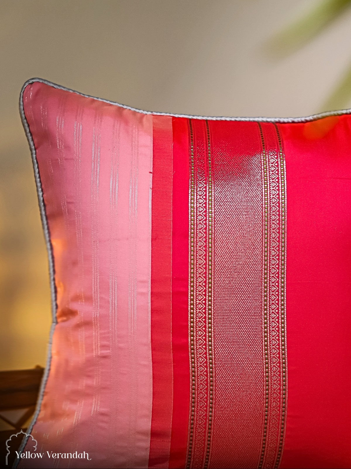 Kanchipuram Silk Cushion Cover - 16"x16"