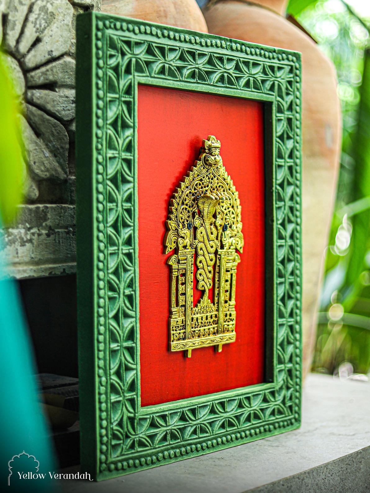 Brass Prabhavali On Wooden Wall Frame