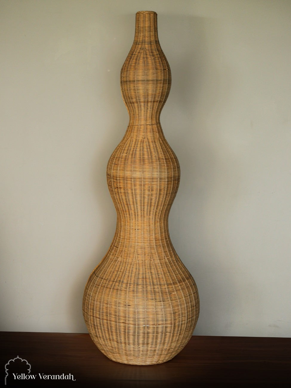 Indonesian Cane Gourd Floor Lamp