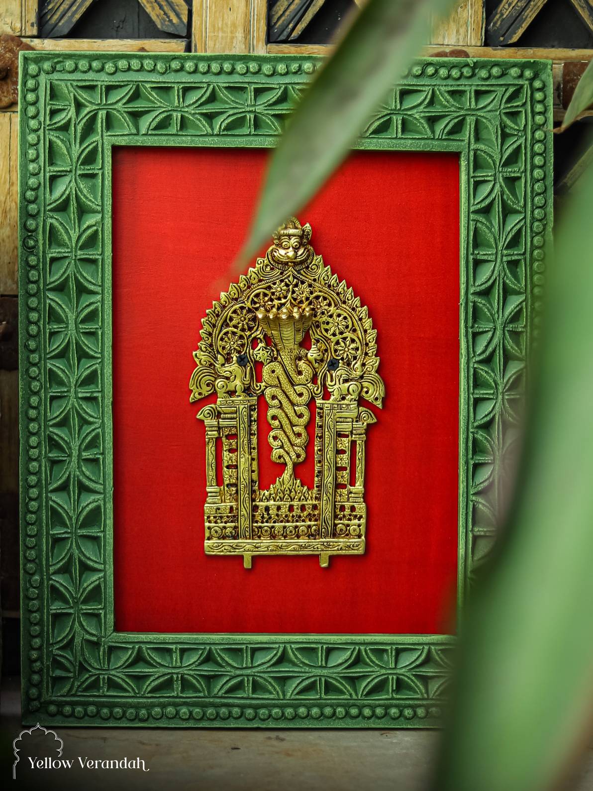 Brass Prabhavali On Wooden Wall Frame