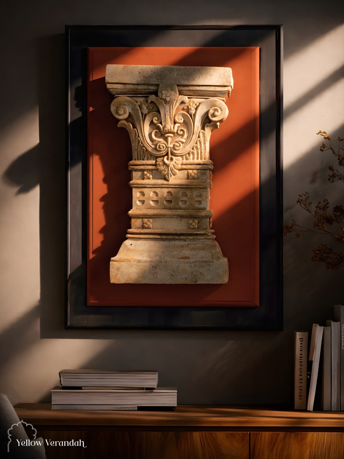 Vintage Stone Capital Carving Wall Frame