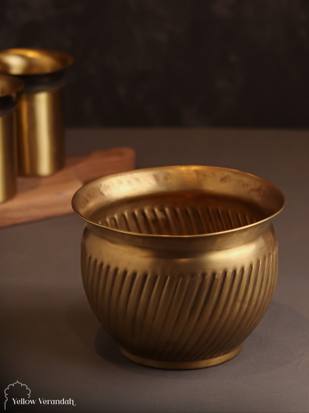 Vintage Brass Carving Planter