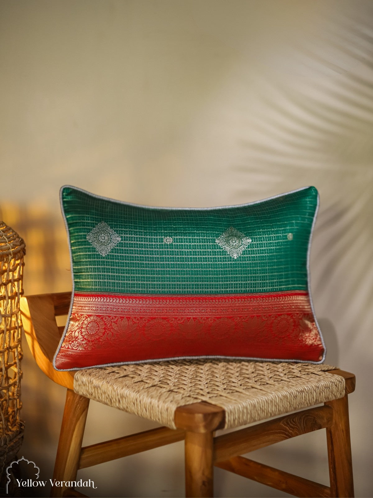Kanchipuram Silk Cushion Cover - 18.5"x12.5"
