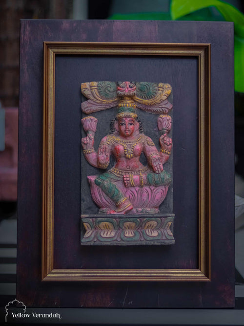 Antique Lakshmi on Wooden Wall Frame