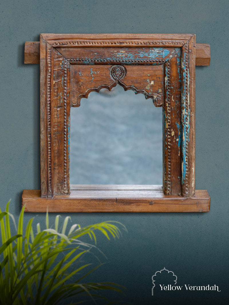  Antique Wooden Jharokha Mirror 