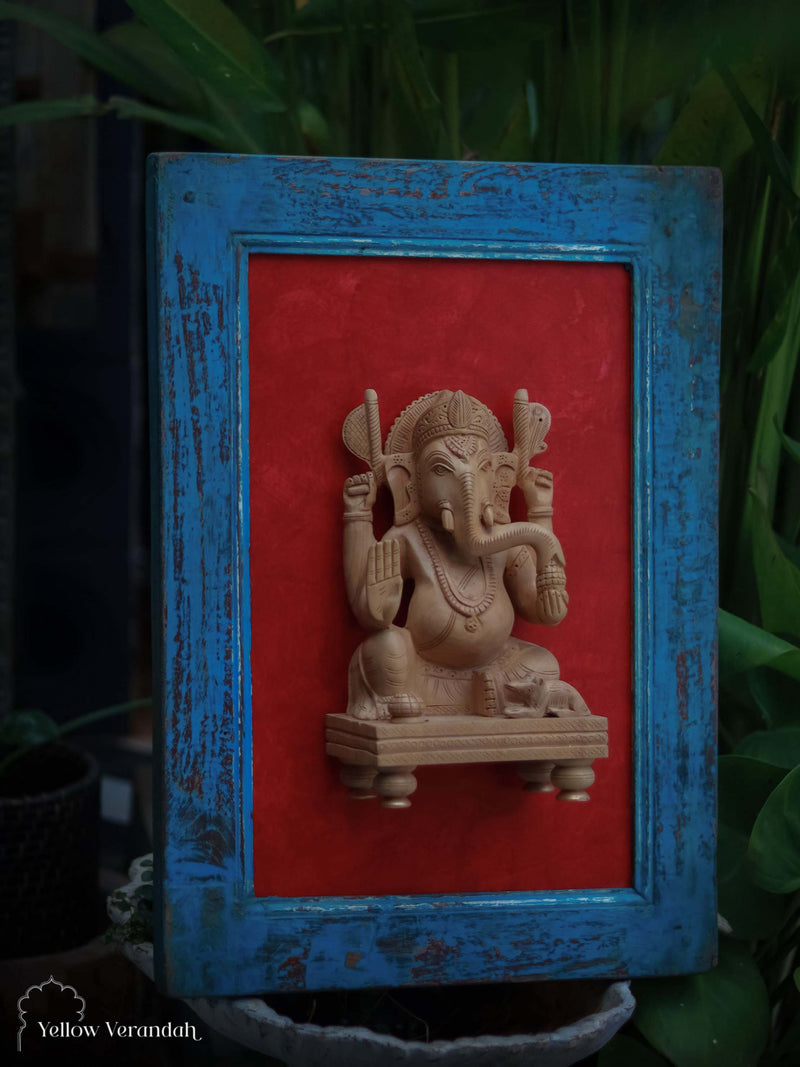 Antique Wooden Wall Frame of Ganesha