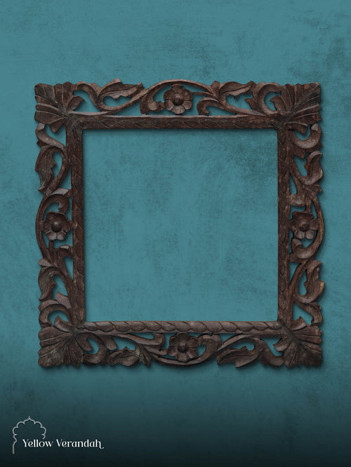 Antiqued Wooden Carving Mirror