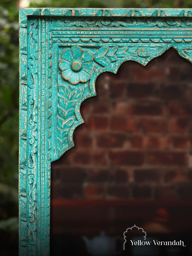 Antiqued Wooden Jharokha Mirror