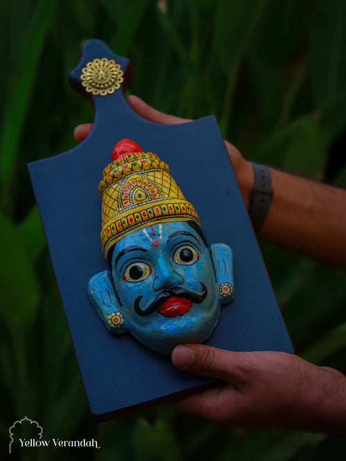 Cheriyal Face Mask on Wooden Panel