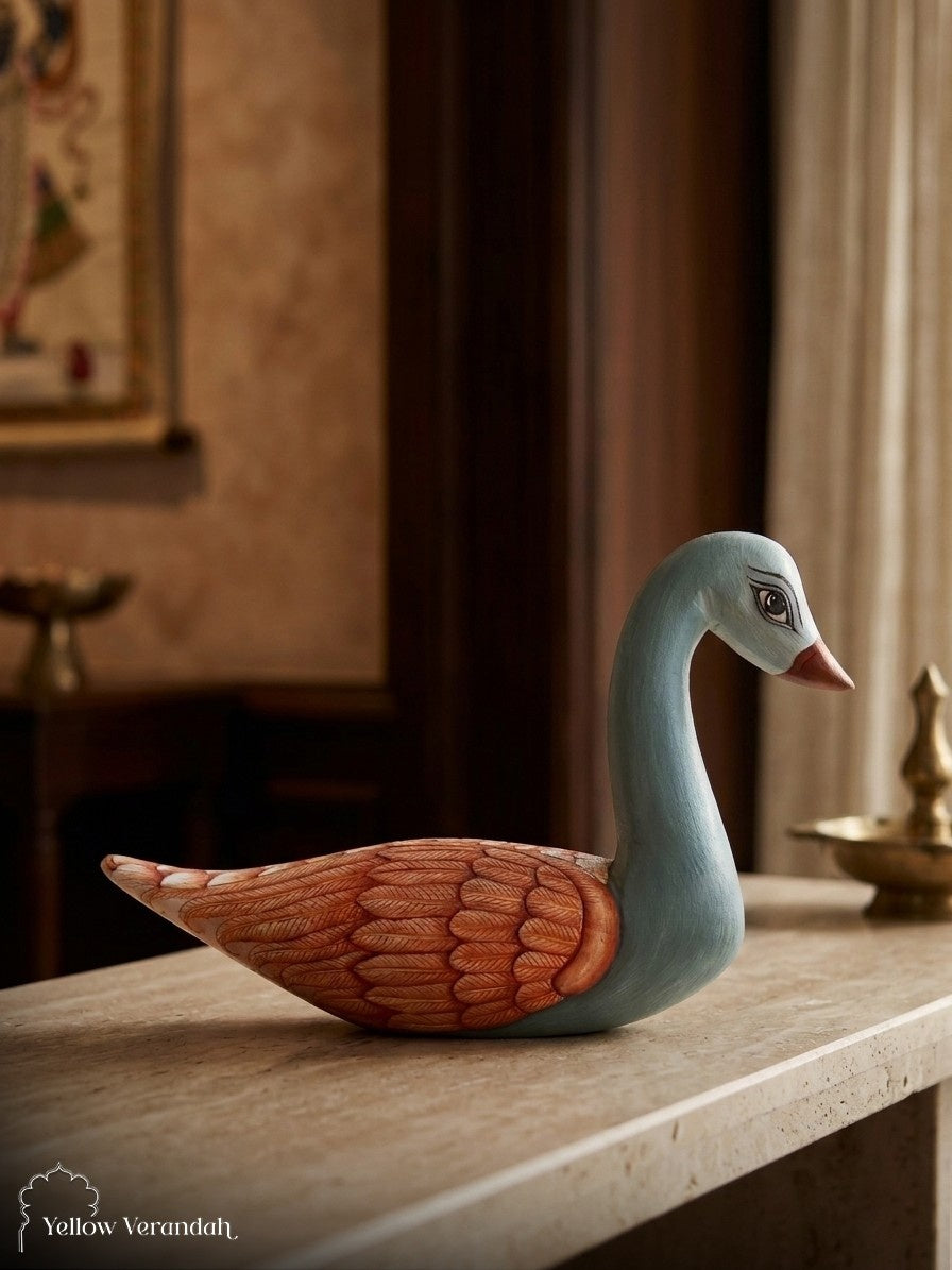 Wooden Handpainted Duck Sculpture