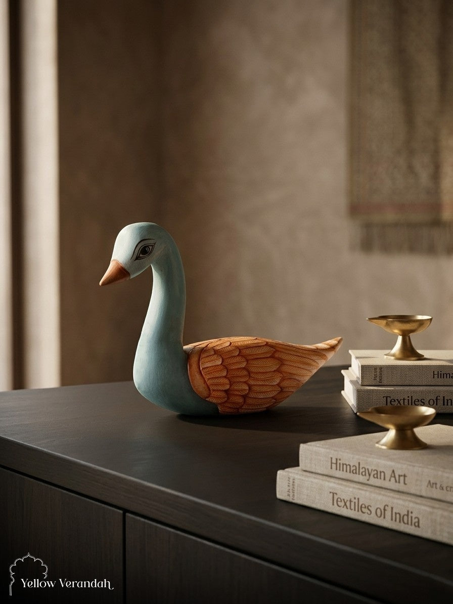 Wooden Handpainted Duck Sculpture
