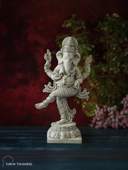 Marble Dust Sculpture - Dancing Ganesha