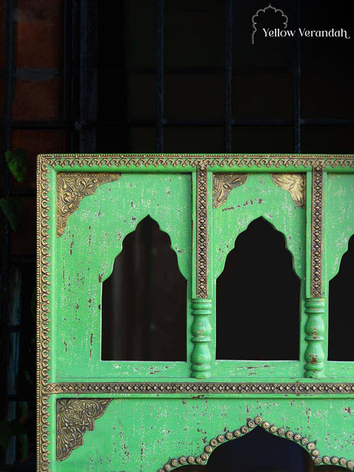 Wooden Jaisalmeri Jharokha Mirror - Green