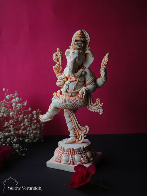 Marble Dust Sculpture - Dancing Ganesha