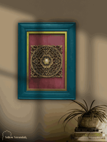 Floral Wooden Carving on Blue Frame