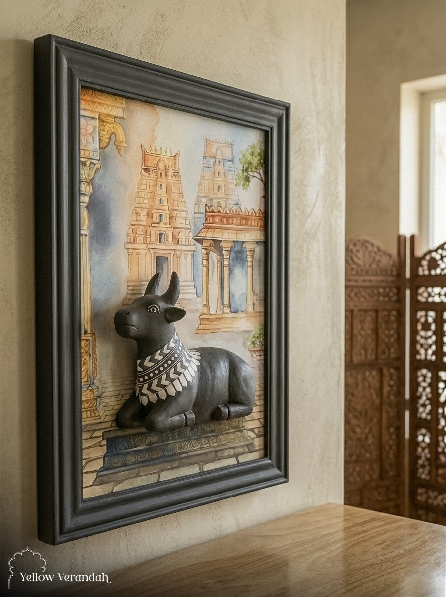 Sacred Wooden Nandi Wall Art
