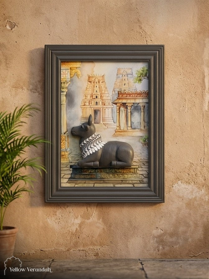 Sacred Wooden Nandi Wall Art