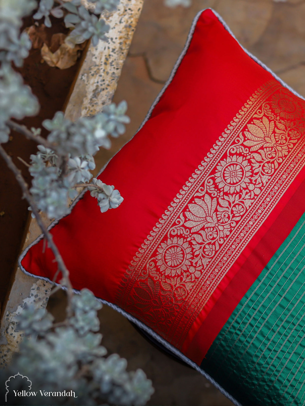 Green Silk Pillow Cover 