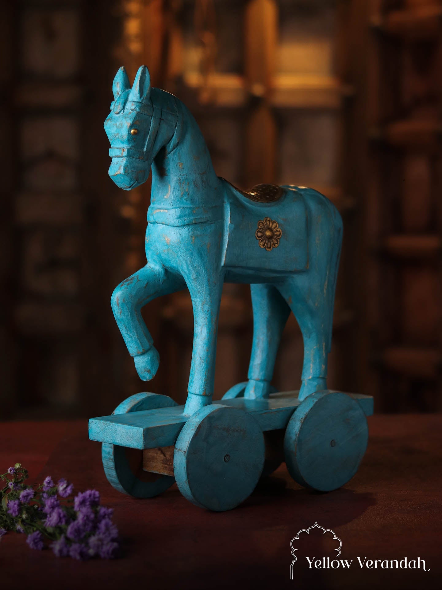 Wooden Horse on Wheel – Yellow Verandah