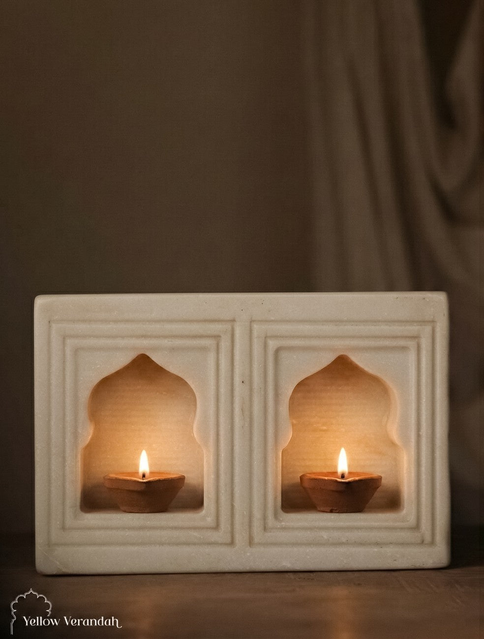Marble Stone Jharokha Tealight Candle Holder
