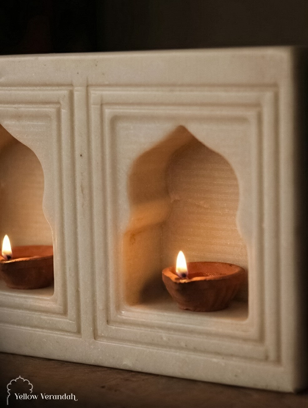 Marble Stone Jharokha Tealight Candle Holder