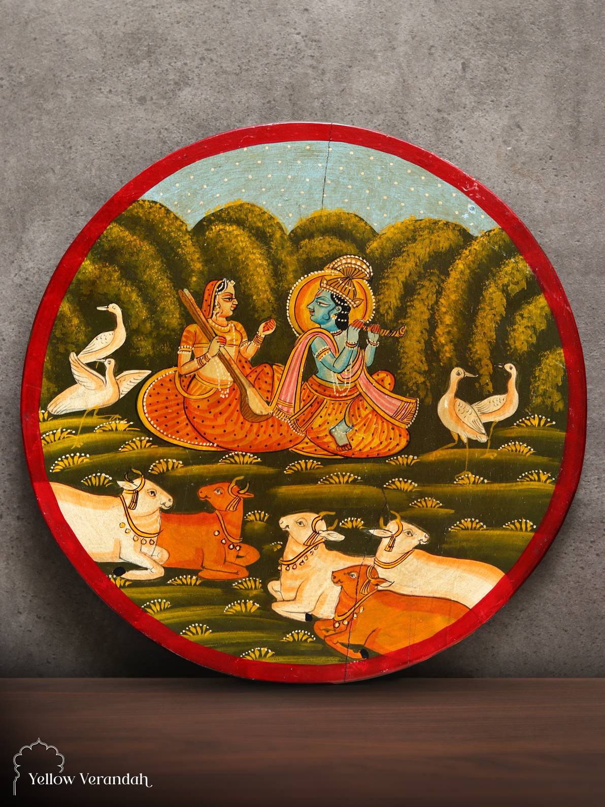 Pichwai Krishna Wall Plate - 13"