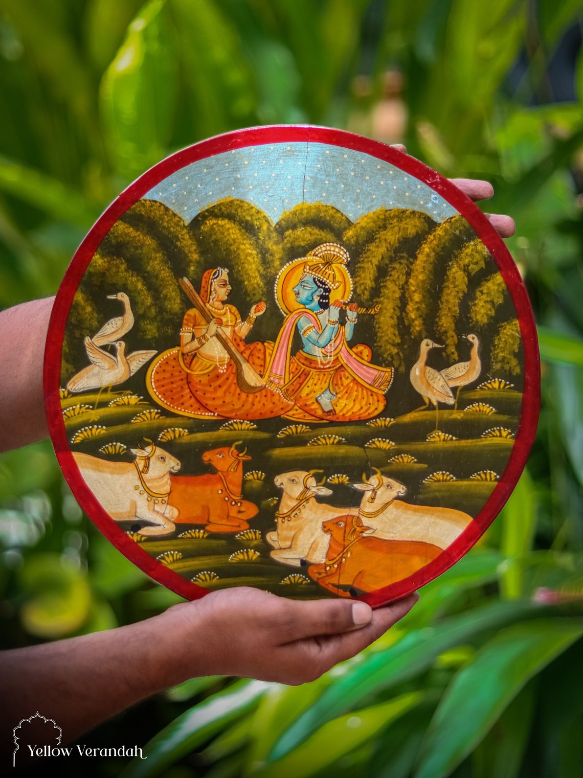 Pichwai Krishna Wall Plate - 13"