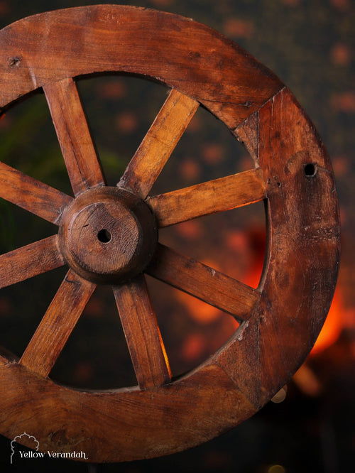 Antique Wooden Wheel Decor