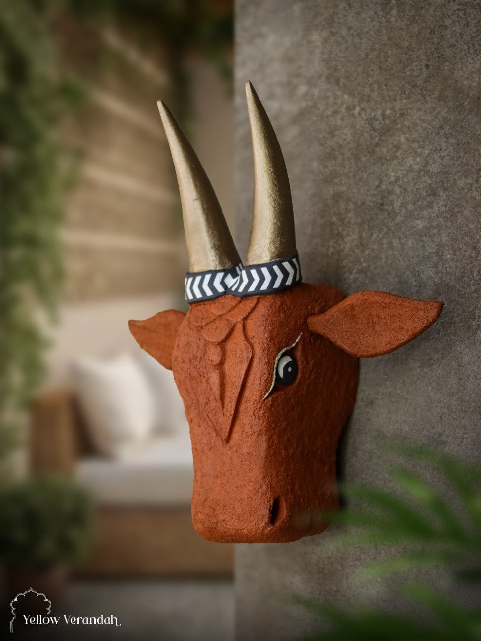 Wooden Cow Head Wall Decor - 15"