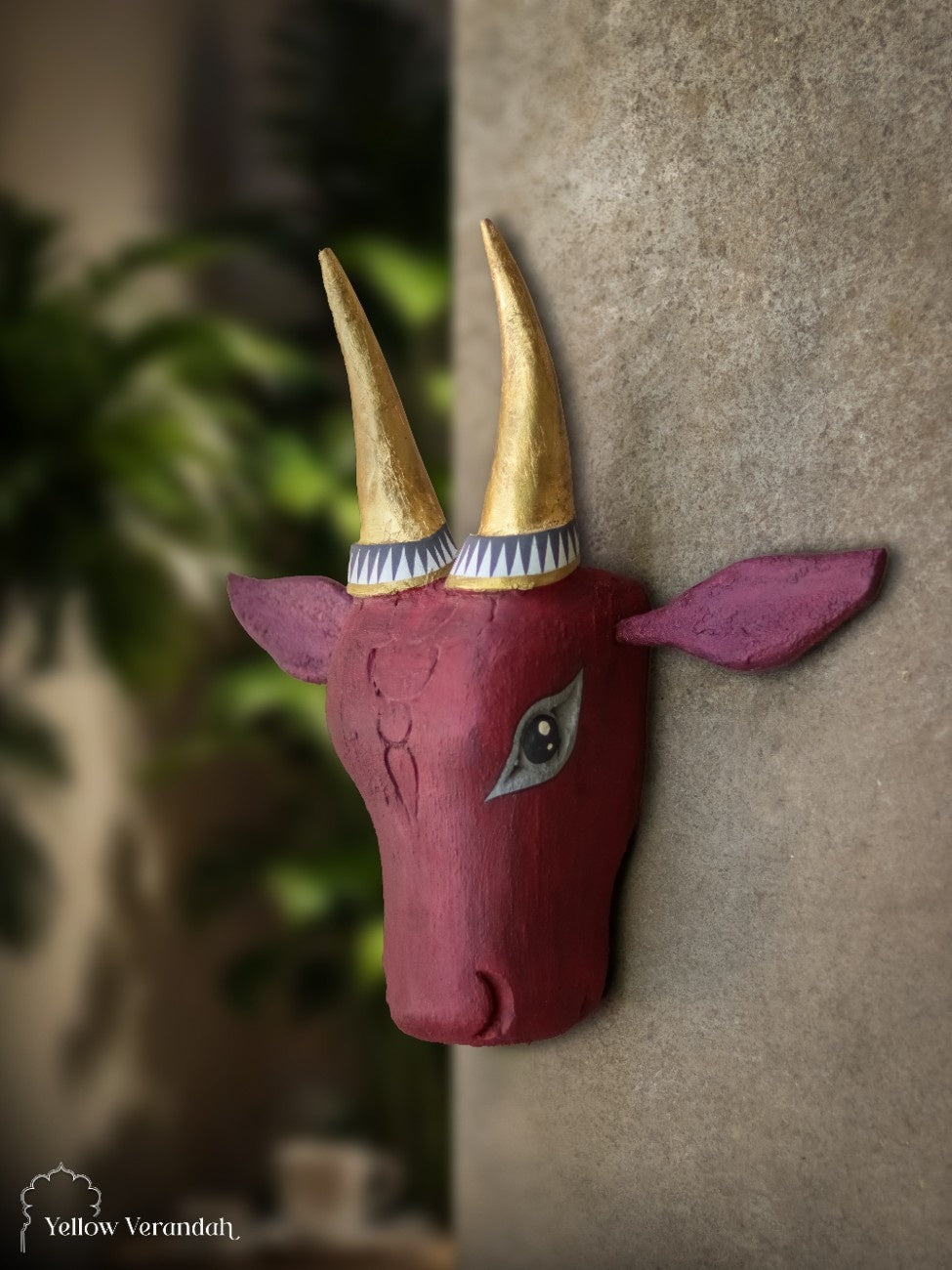 Wooden Cow Head Wall Decor - 15"