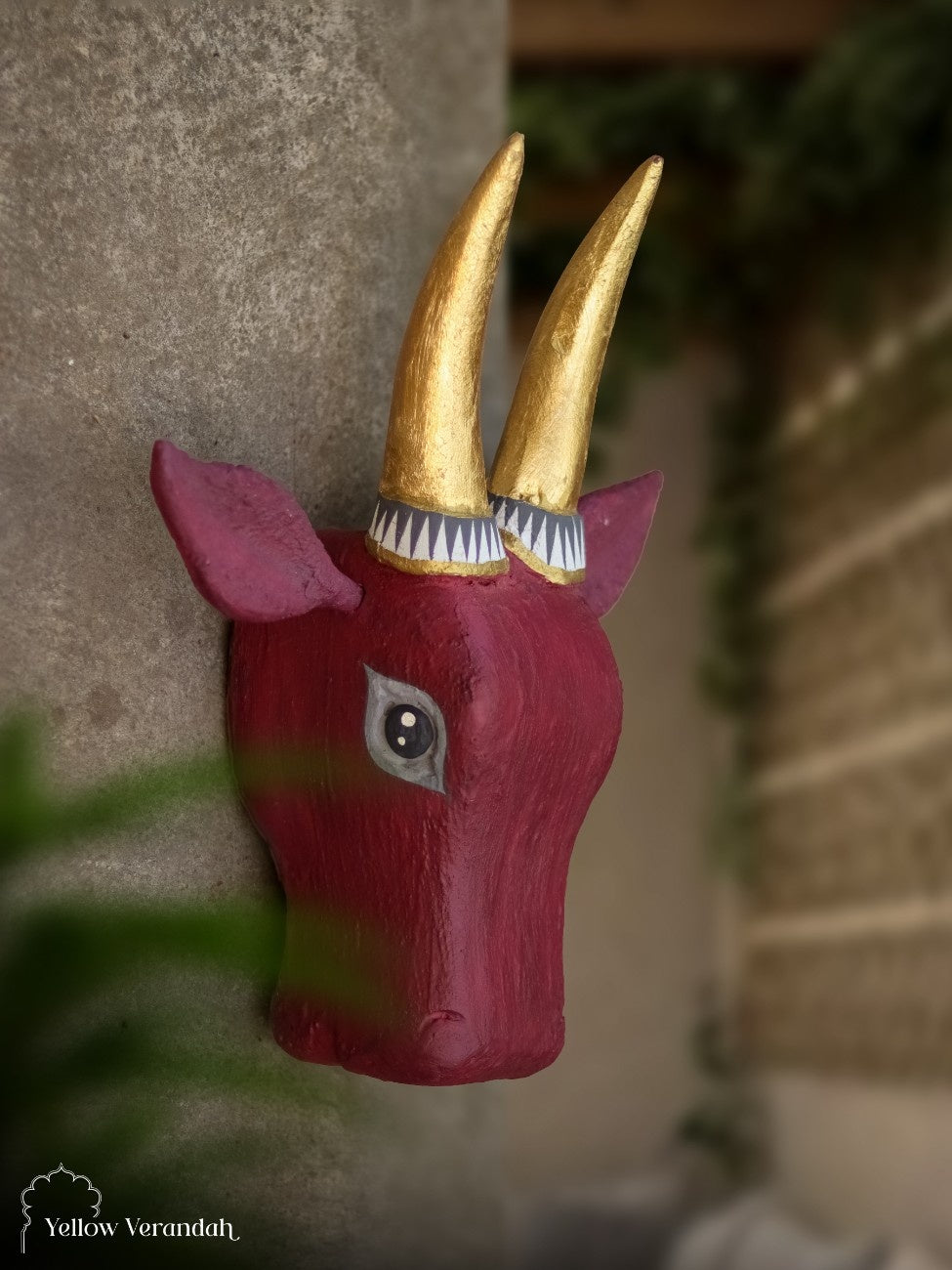 Wooden Cow Head Wall Decor - 15"