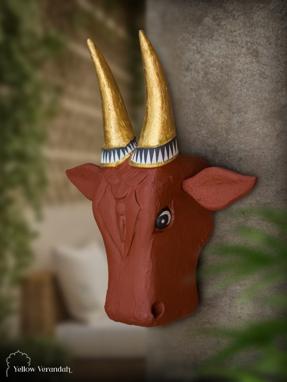 Wooden Cow Head Wall Decor - 15"