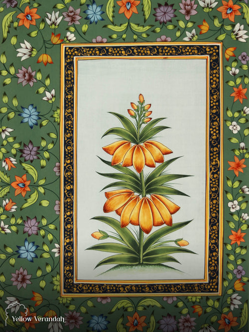 Original Mughal Painting - Flower