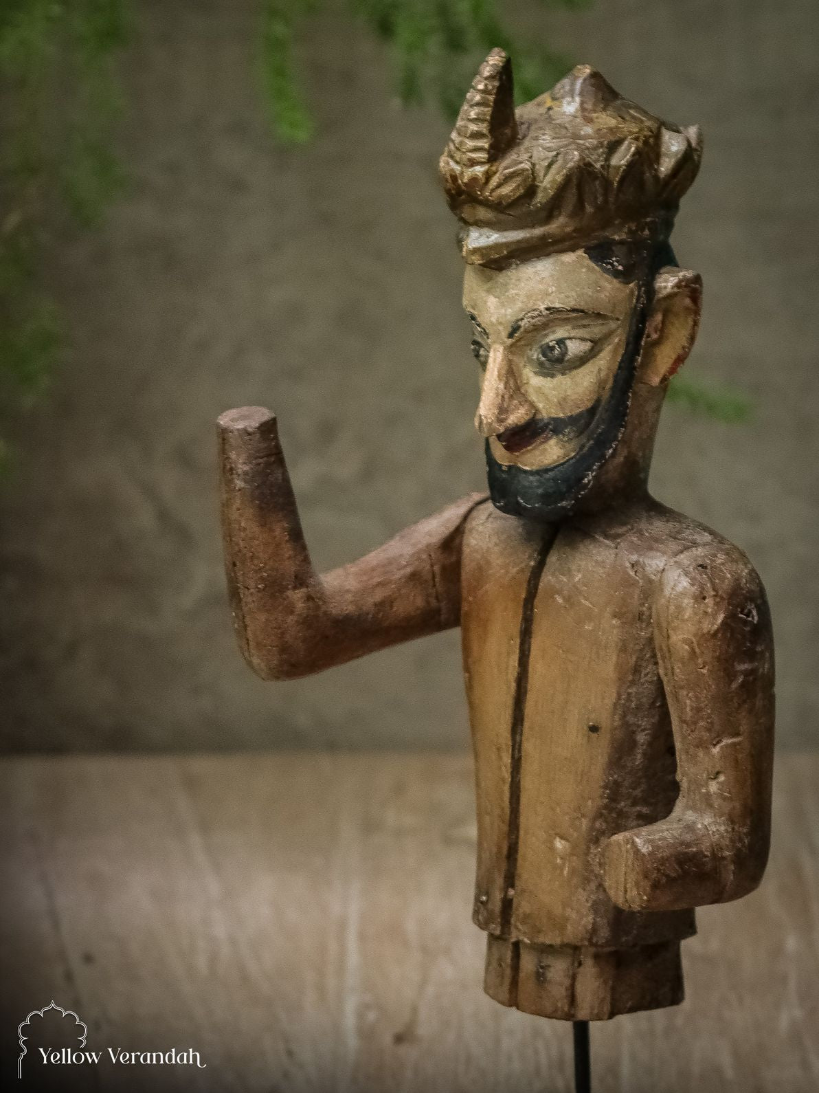 Antique Wooden Human Sculpture on Stand