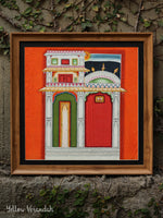 Original Courtyard Painting with Frame