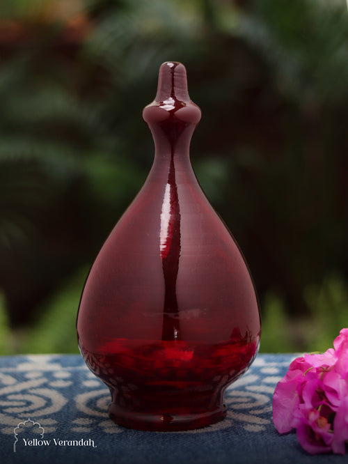 Vintage Glass Candle Lamp - RED