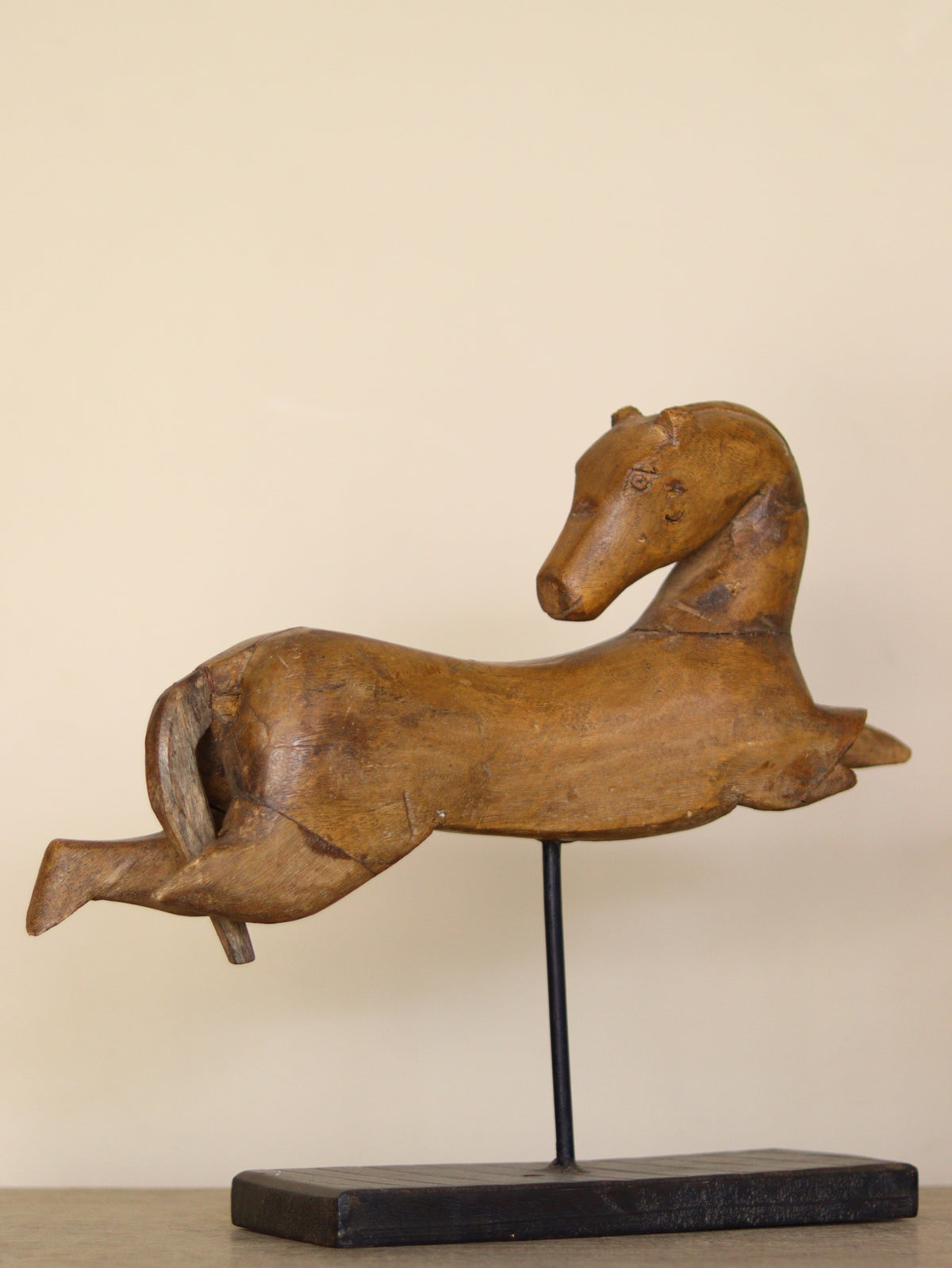 Vintage Wooden Horse Sculpture