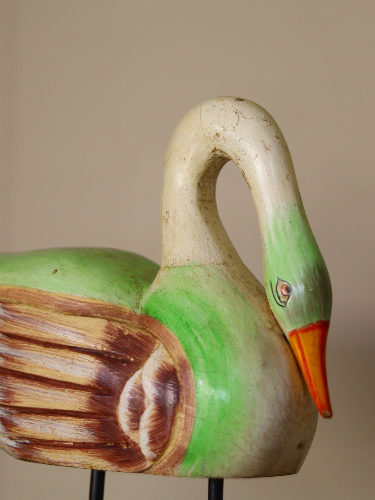 Vintage Wooden Swan Sculpture