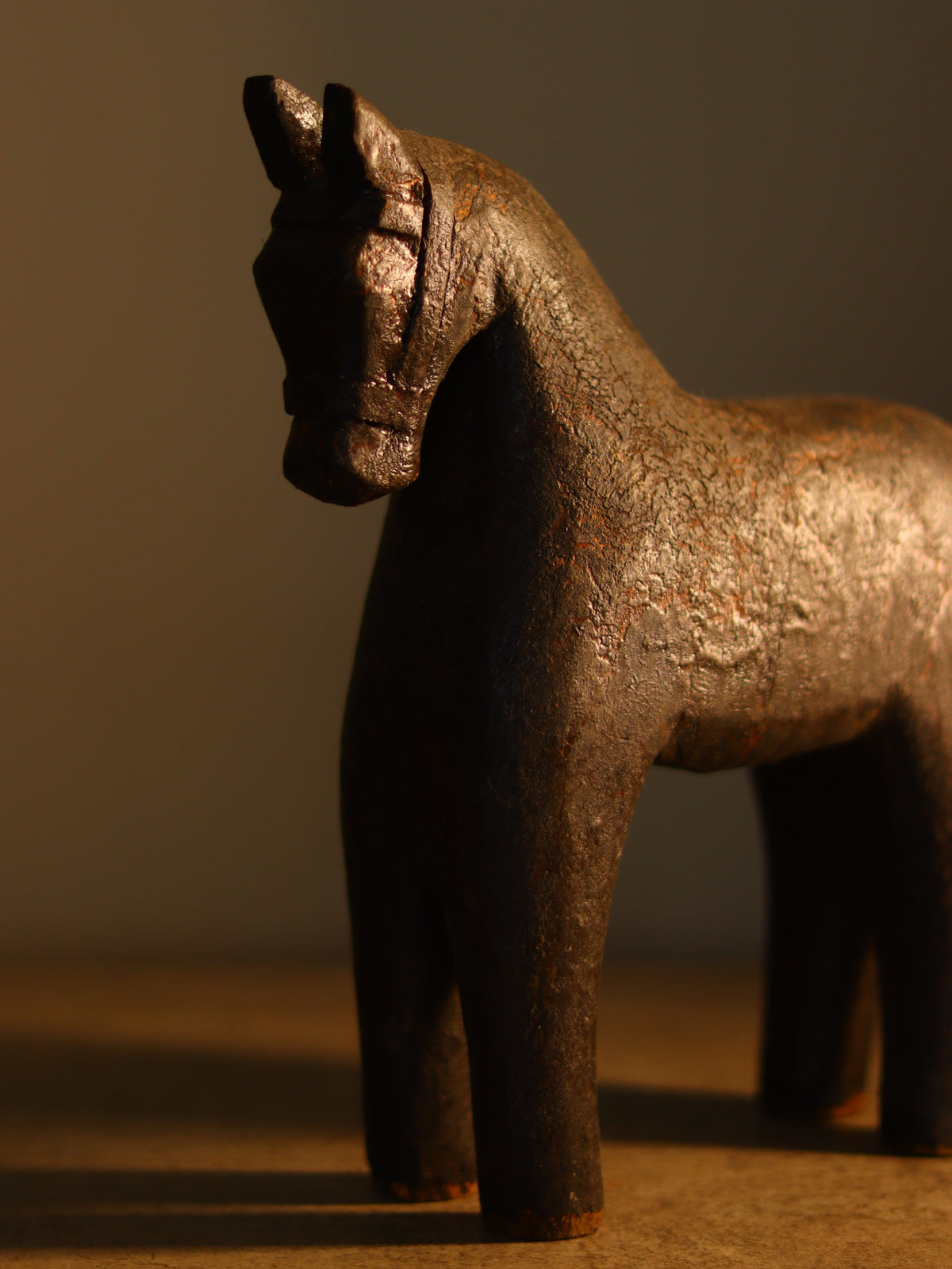 Vintage Wooden Horse Sculpture