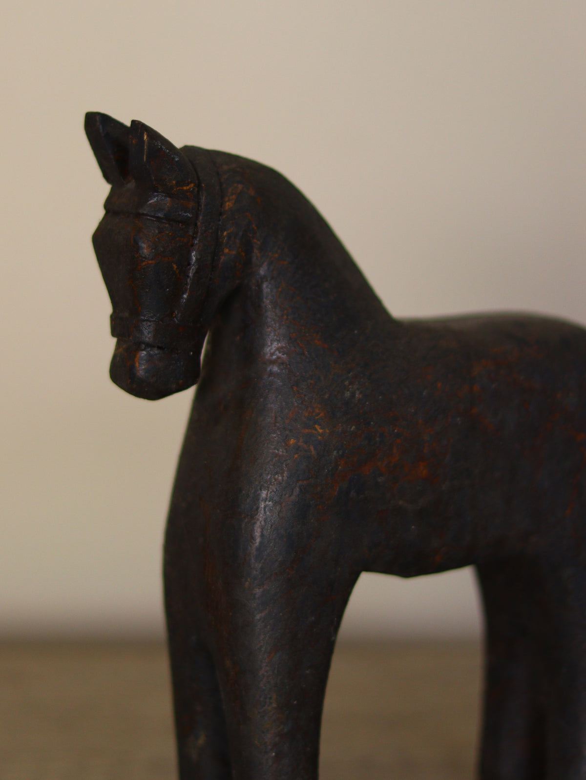 Vintage Wooden Horse Sculpture