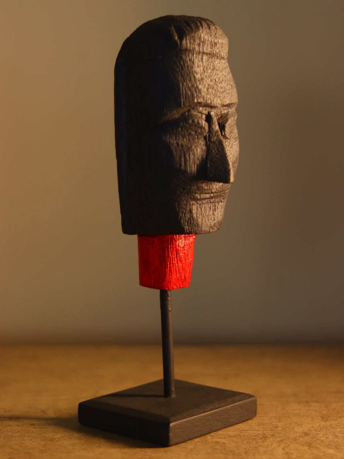 Abstract Wooden Face Sculpture
