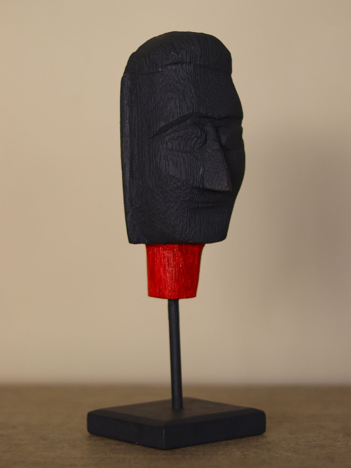 Abstract Wooden Face Sculpture