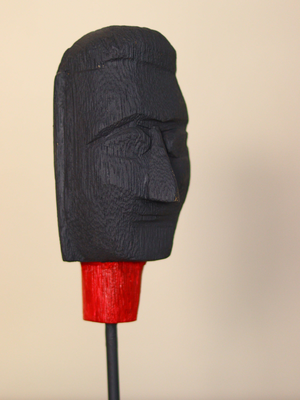 Abstract Wooden Face Sculpture