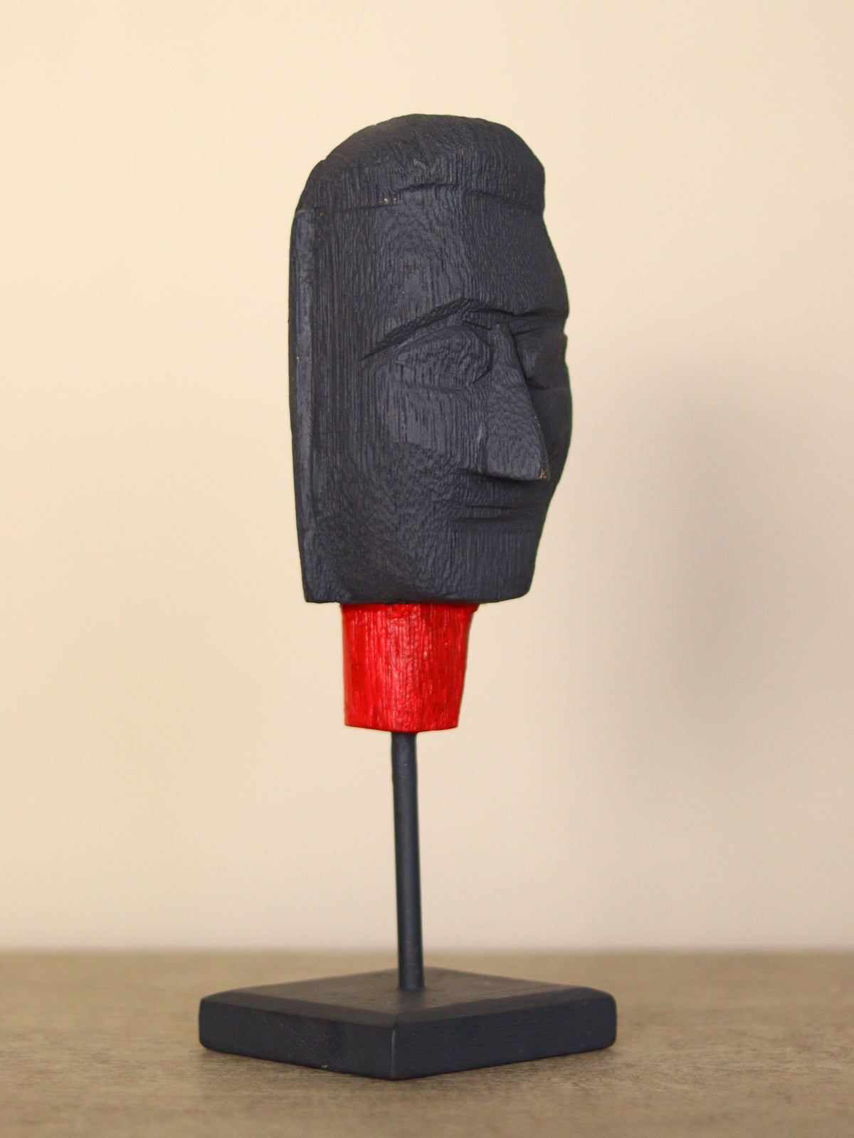 Abstract Wooden Face Sculpture